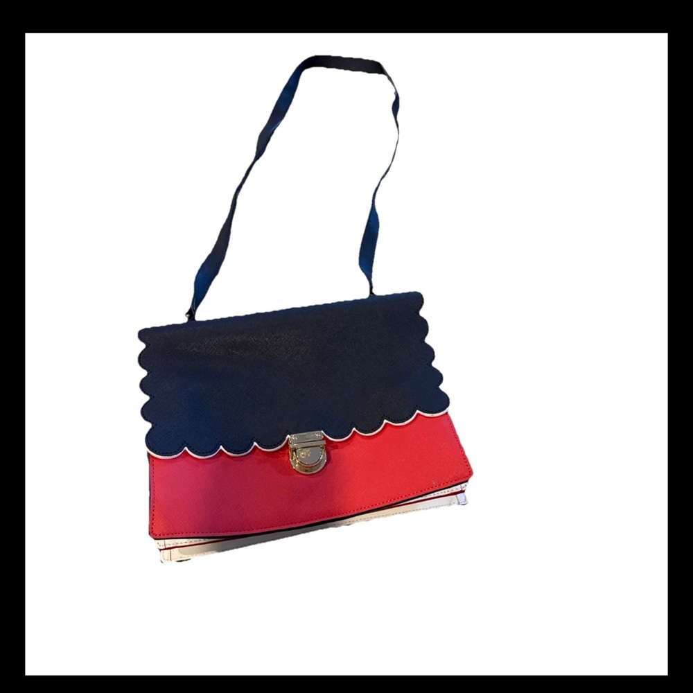 Brooks Brothers Red and Black Scalloped Shoulder Bag